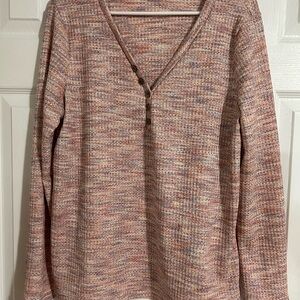 NWOT Women's V-Neck long sleeve in Pink and Cream